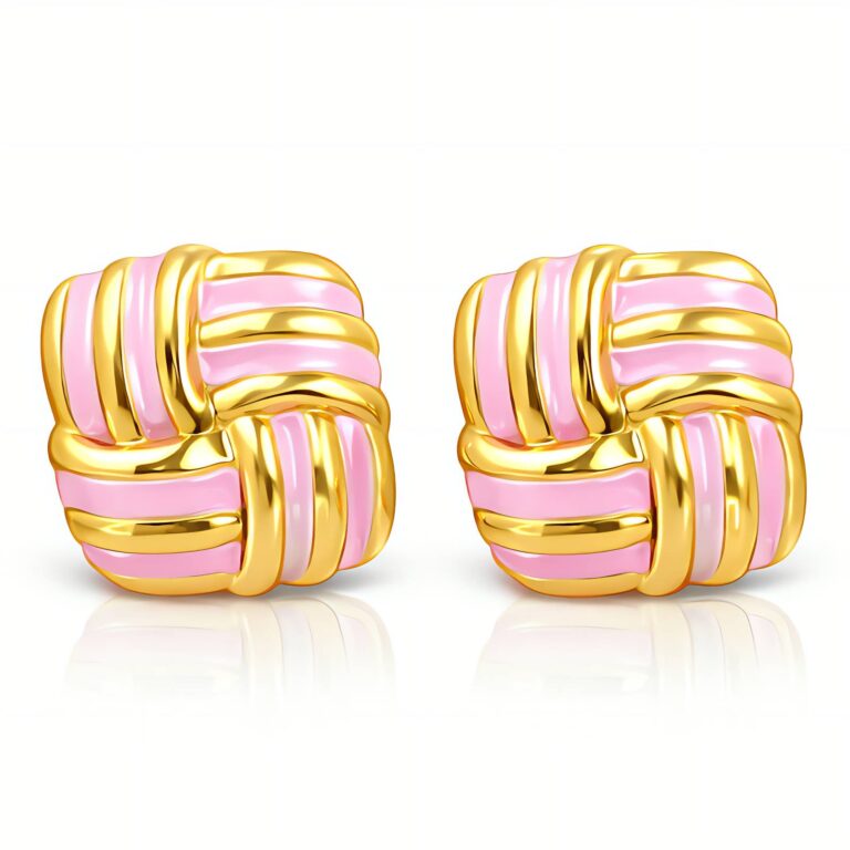 18K gold plated stainless steel stud earrings with enamel