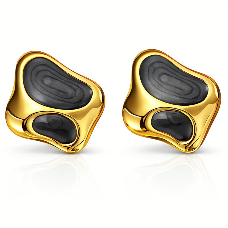 18K gold plated stainless steel stud earrings front view