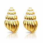 18K gold plated seashell stud earrings with enamel on stainless steel