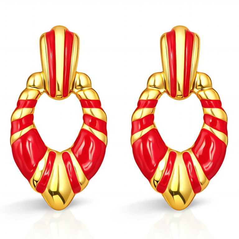 18K gold plated stainless steel stud earrings with enamel detail