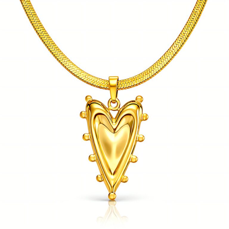 18K gold plated stainless steel heart necklace with lobster claw clasp