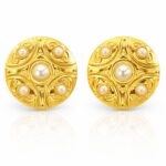 18K gold plated stainless steel pearl stud earrings