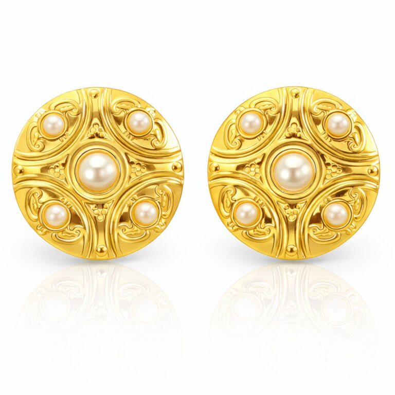 18K gold plated stainless steel pearl stud earrings