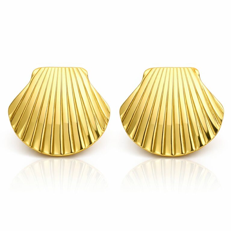 18K gold plated stainless steel seashell stud earrings