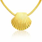 18K gold plated stainless steel seashell necklace with lobster claw clasp