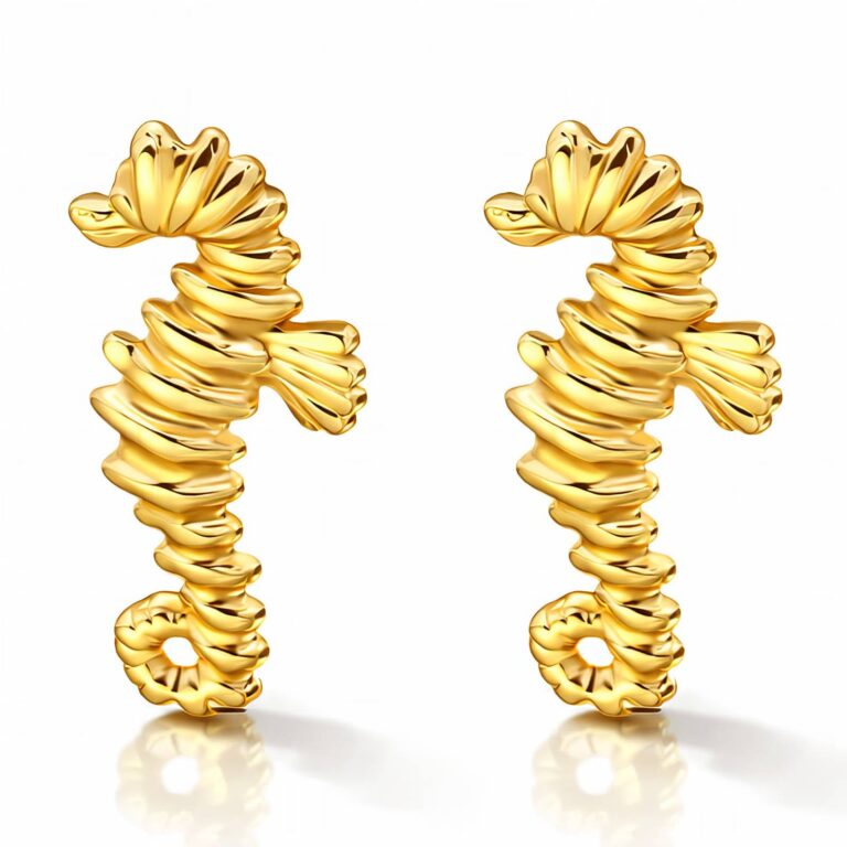 18K gold plated stainless steel seahorse stud earrings