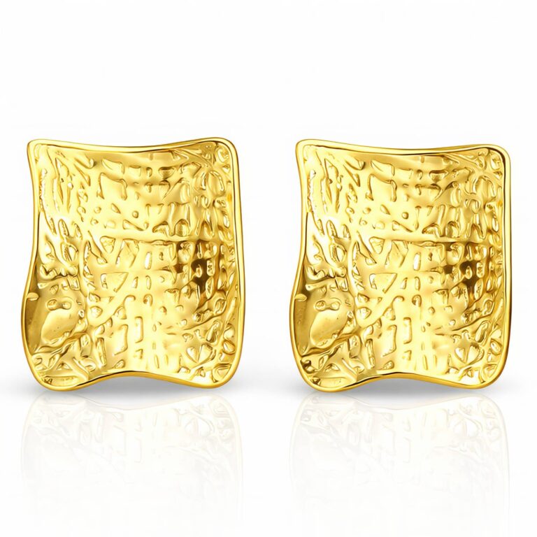 18K gold plated stainless steel stud earrings front view