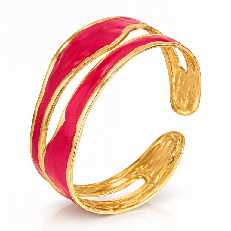 18K gold plated stainless steel bracelet with enamel finish