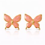 18K gold plated stainless steel butterfly stud earrings with enamel details