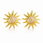 18K gold plated Suns stud earrings with enamel on stainless steel