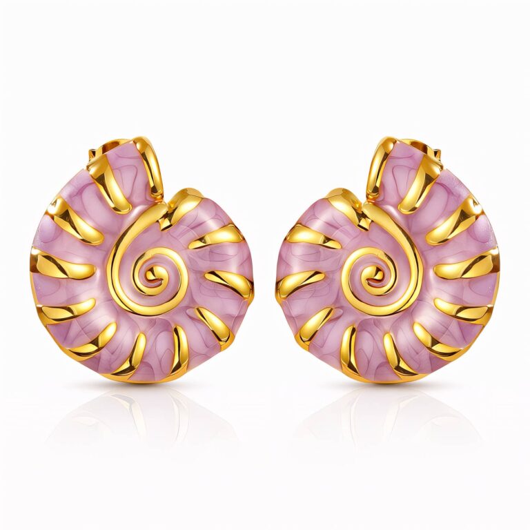 18K gold plated stainless steel seashell stud earrings