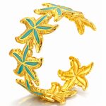 18K gold plated starfish bracelet with enamel on stainless steel