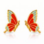 18K gold plated stainless steel butterfly stud earrings with enamel detail
