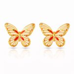 18K gold plated butterfly stud earrings with enamel on stainless steel
