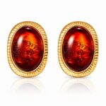 18K gold plated stainless steel stud earrings on white background