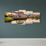 5-Piece Wooden Sticky Wall Frame Set – 16x40 Inch Ready Size | Self-Adhesive Decorative Wall Tiles with Easy Installation Tape