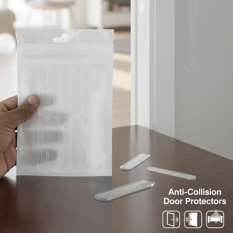9357672a23fd6b336645d06722a65d0e.png Pack of 10 Anti-Collision Door Stickers – Silicone Wall Protectors, Perforation-Free, Non-Marking, Mute Buffer Strips for Home & Furniture Safety - Image 1