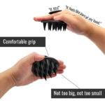 Black soft bristle scalp massage brush front view