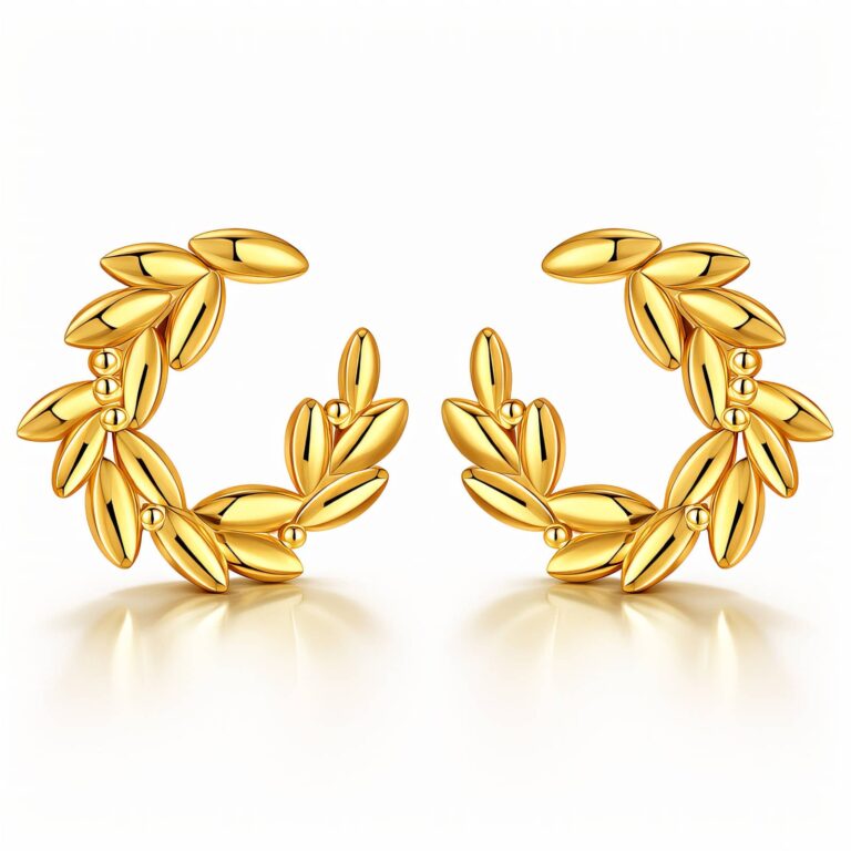 18K gold plated stainless steel leaf stud earrings