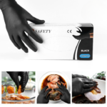 Safety Fine Black Nitrile Gloves – Powder-Free, Disposable – Box of 100