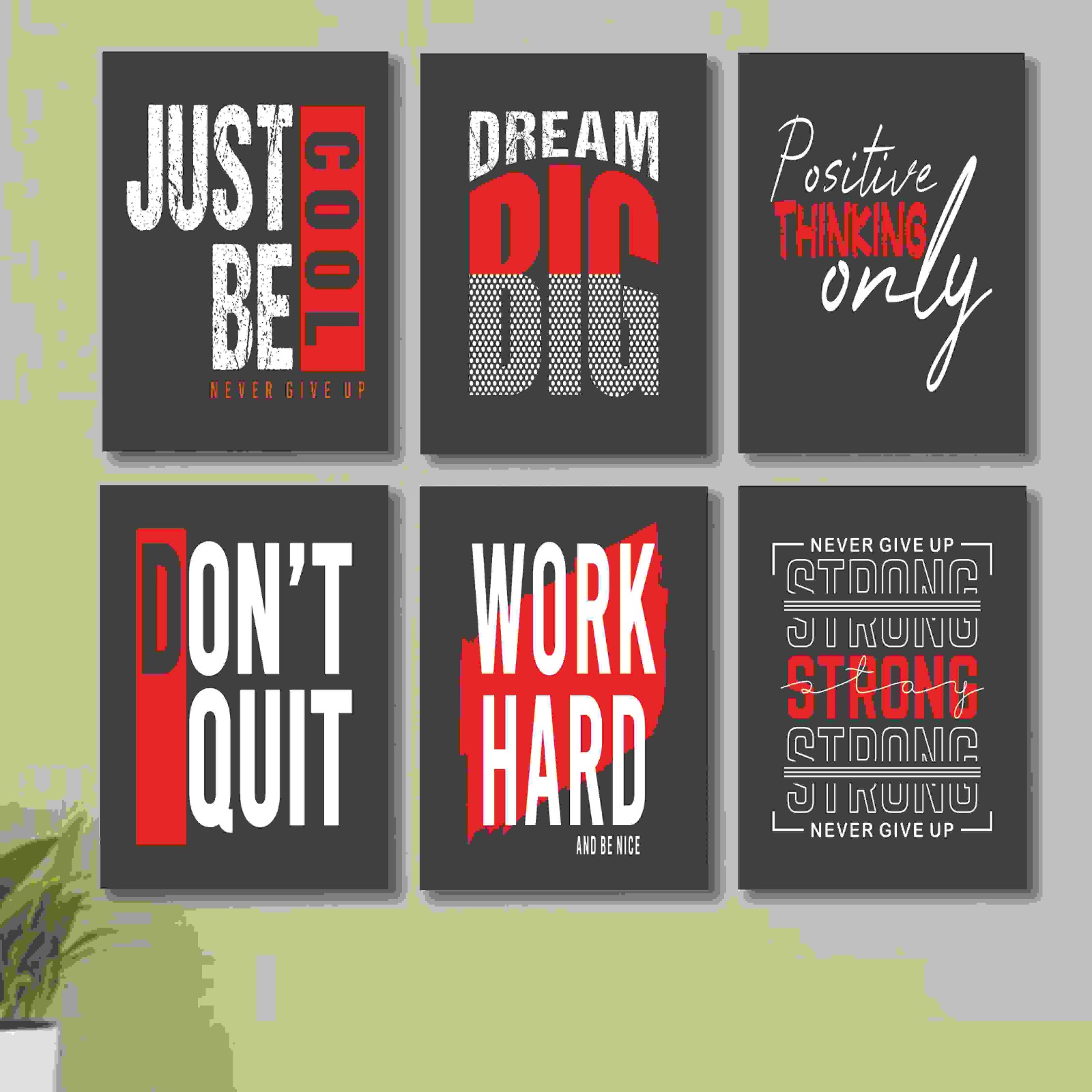 96d4e96272ddf2d3dbf6ec126e3ec1f8.jpeg 6 piece motivational cardboard wall decor phototiles with inspiring quotes