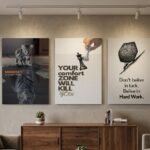 Premium 3-Frame Motivational Wall Art Set – Wooden Sticky Tile Frames with Easy Tape Mounting