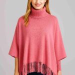 Winter Fleece Poncho with High Neck, Tassel Design & Adjustable Short Sleeves – For Girls/Princess Free Sizes