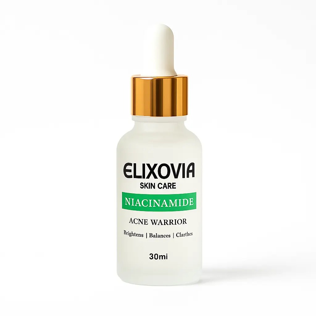 9b7dc8f1d081d7e94a3b51d0a9bdc768.jpeg Elixovia Niacinamide Plus Acne Warrior Serum – Brighten, Balance & Clarify (30ml) - Image 1