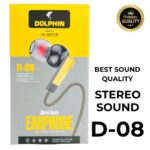 Dolphin D-08 stereo wired earphones with inline controls and noise-cancellation mic