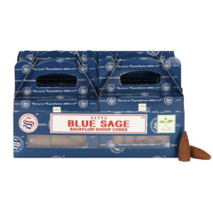 Set of 6 Blue Sage Backflow Incense Dhoop Cones by Satya (6/30)