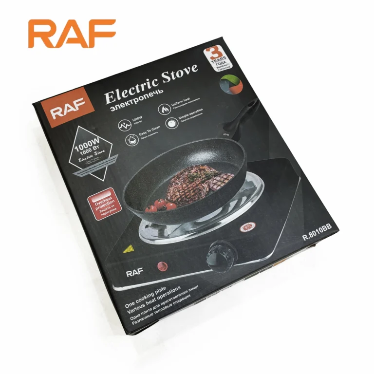 Black RAF R.8010B electric hot plate front view