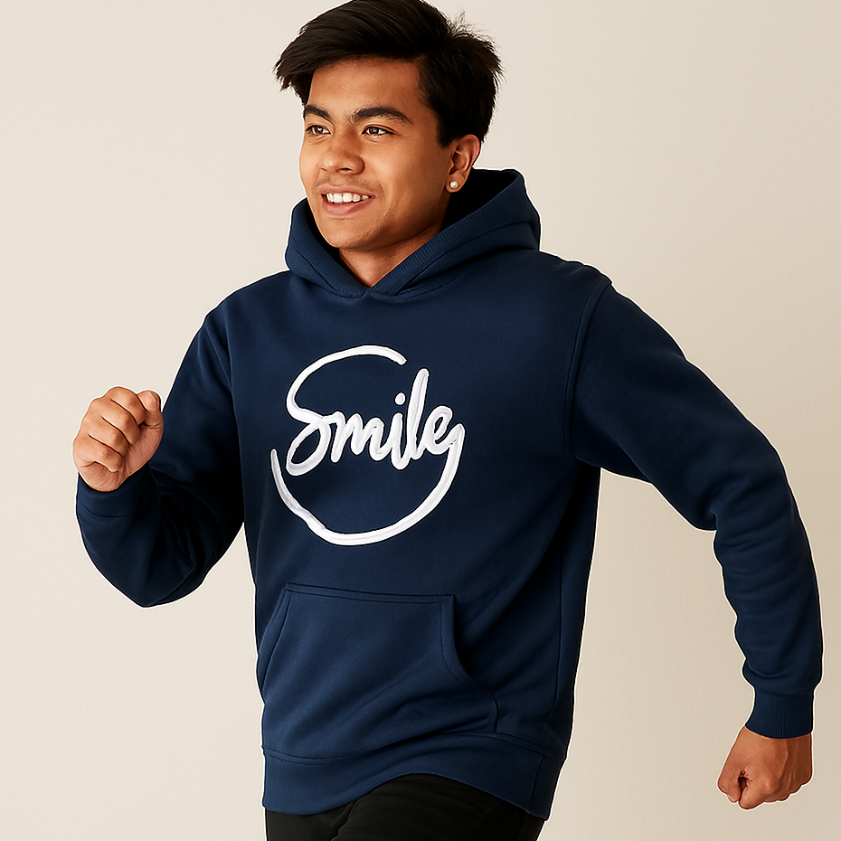 Copilot_20250909_143155.png Navy Blue Smile Hoodie for Men | Premium Quality, Stylish & Machine Washable - Image 1