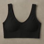 Front view of Ladies Air Bra in black soft jersey fabric