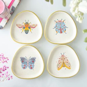 Set of 4 Floral Bug Trinket Dishes