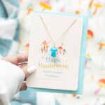 Blue Aura Mushroom Necklace Greeting Card