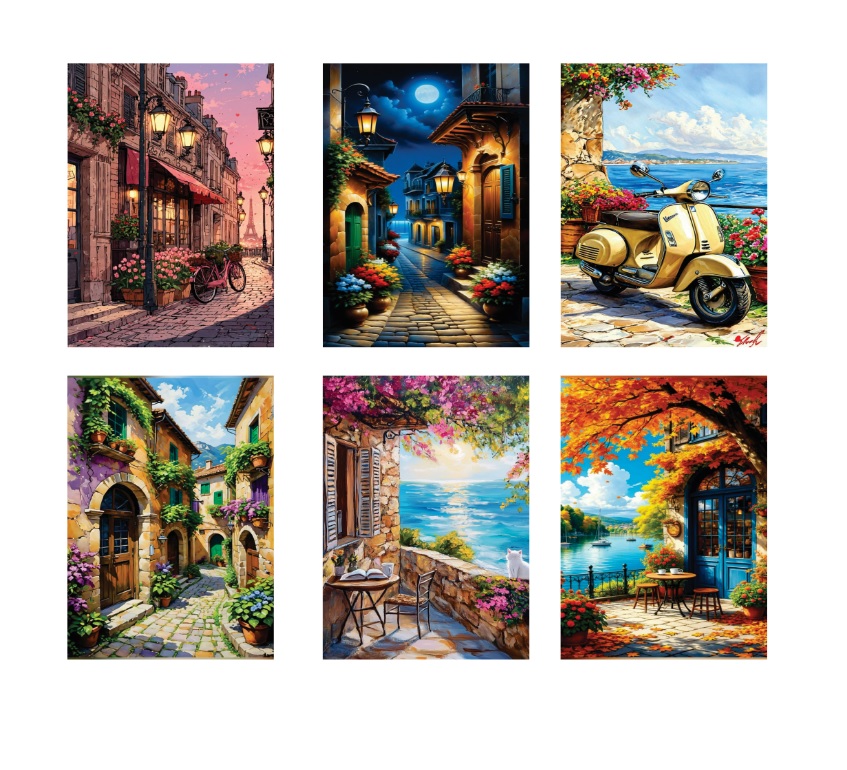 FGGFD.jpg Pack Of 6 Sticky Wooden Canvas Frames For Wall Decore Aesthatic Art / Sticky Phototiles For Room Wall Decoration - Image 1