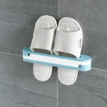 3 In 1 Shoes Rack Wall Mounted Folding Slippers Shoes Bathroom Towel Hanger Organizer Rack in House Shoes Stand Hanging Shelf Rack Holder for Multipurpose use(random color)