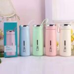 400ml mini glass water bottle with vacuum insulation front view
