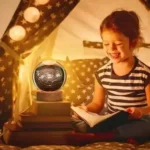 3D galaxy crystal ball night light on wooden LED stand