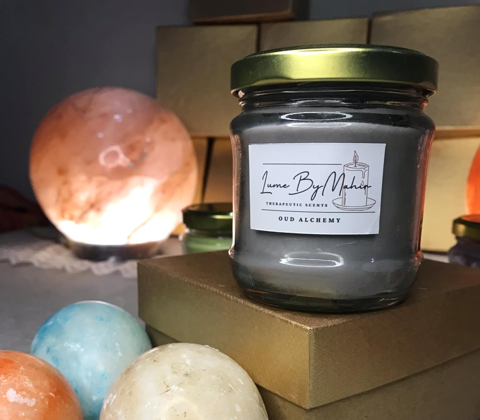 Oud-Alchemy-1.jpeg Handmade Oud Alchemy candle with amber and musk scent in glass jar