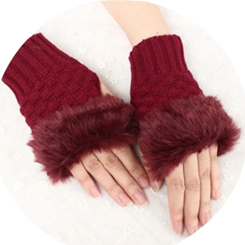 ProductImage-2025-11-18T160624.417_1763464243.webp Maroon women's fingerless knitted gloves with faux fur wrist detail