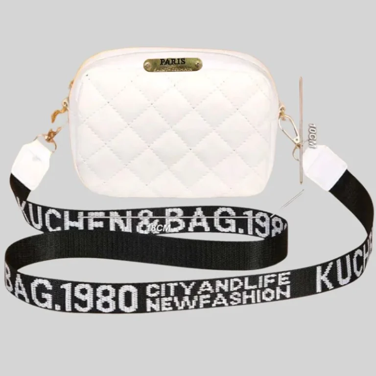 Front view of stylish white PU leather handbag for women