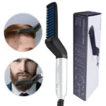 Men's hair and beard straightener comb with ceramic plates
