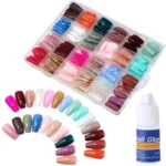 Multicolor acrylic artificial nails kit with storage box