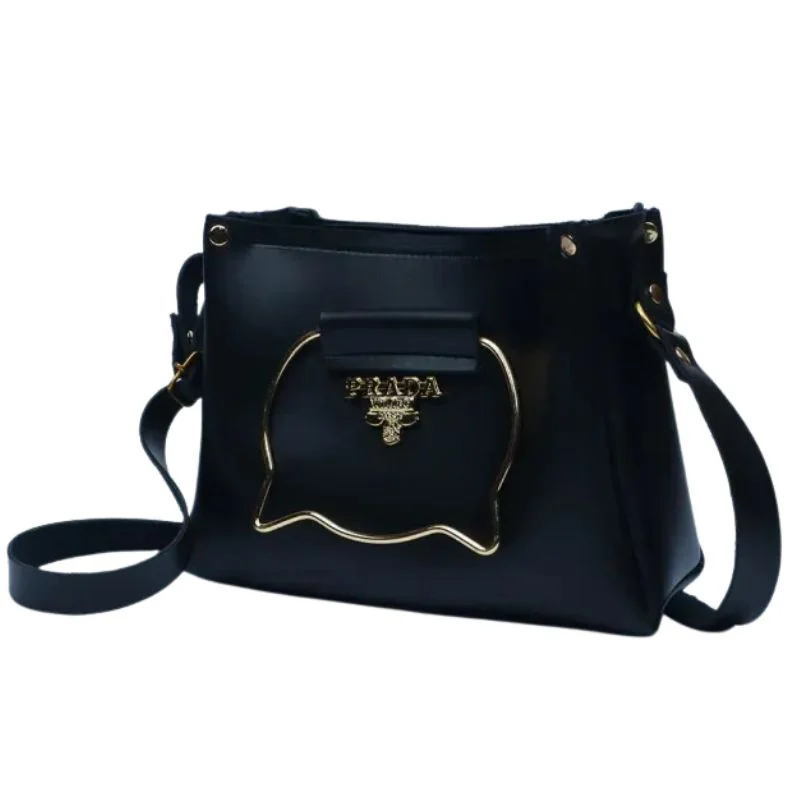 ProductImage-2025-12-13T181211.015_1765631828.webp Black handbag with metallic cat-shaped handle and gold accents front view