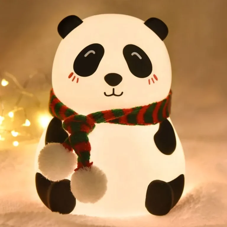 Big Panda LED night lamp glowing with soft warm light