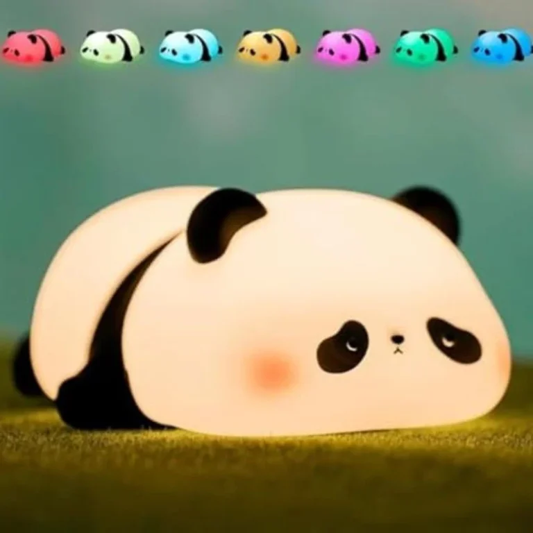 Soft silicone panda-shaped LED night light glowing warmly