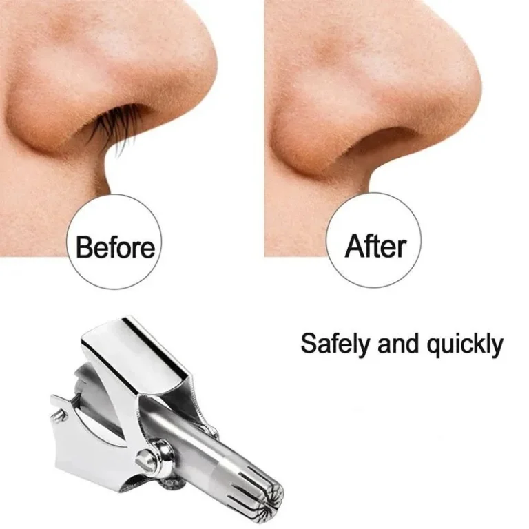 Manual stainless steel nose and ear hair trimmer close-up