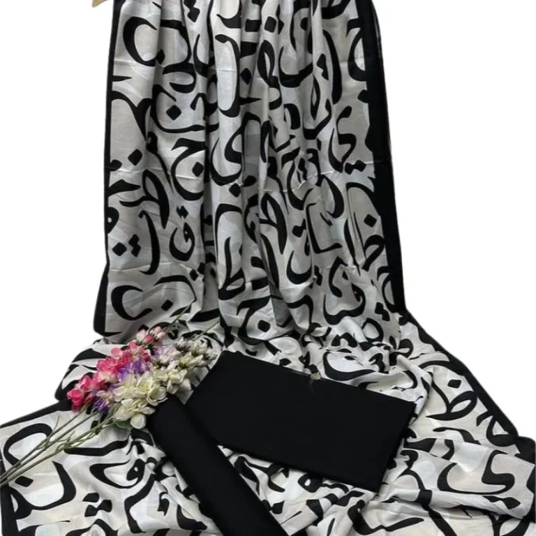 Katan Silk 3-piece suit fabric set with heavy winter shawl