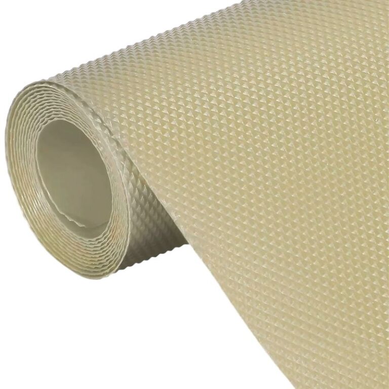 beige waterproof anti-slip fridge and shelf mat on kitchen surface